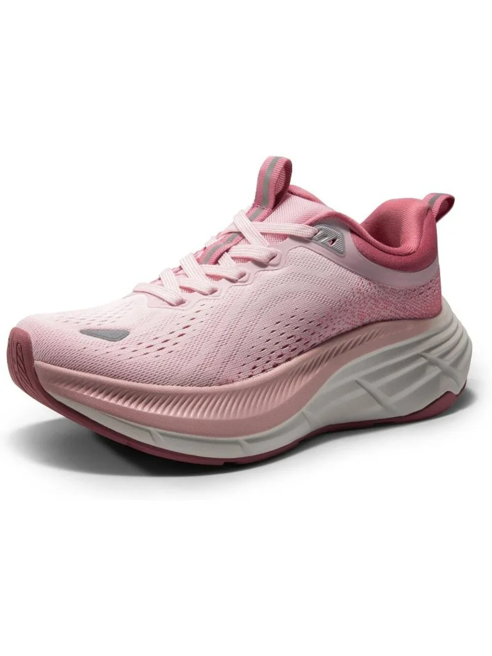 Women's Pink Walking Shoes Lace Up Round Toe Athletic Breathable Sneakers